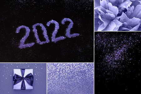 Collage with color of the year 2022 - Very Periの写真素材