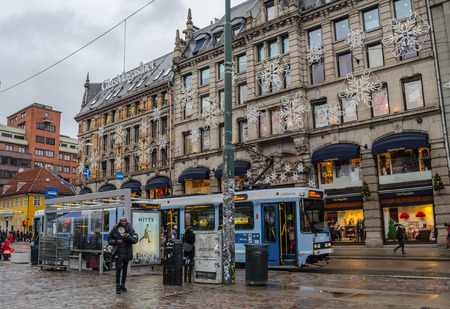 Oslo street view before Christmasのeditorial素材