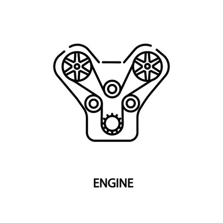 Car V engine flat line icon. Vector illustrations to indicate product categories in the online auto parts store. Car repair.のイラスト素材
