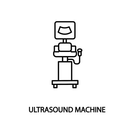 Ultrasound machine flat line icon. Medical equipment for clinics and hospitals.のイラスト素材