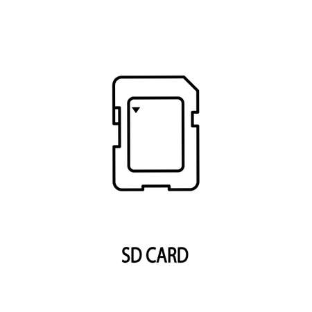 Sd card line flat icon. Memory cardのイラスト素材
