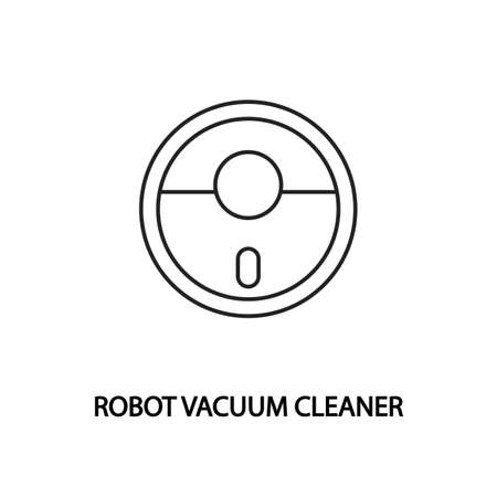 Robot vacuum cleaner line flat icon.のイラスト素材