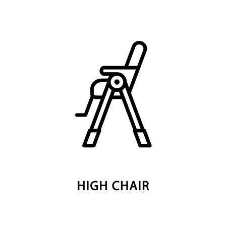 High chair baby flat line icon. Vector illustration chair for feeding babyのイラスト素材