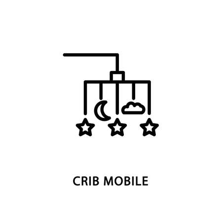 Baby crib mobile flat line icon. Vector illustration newborn sleep toyのイラスト素材