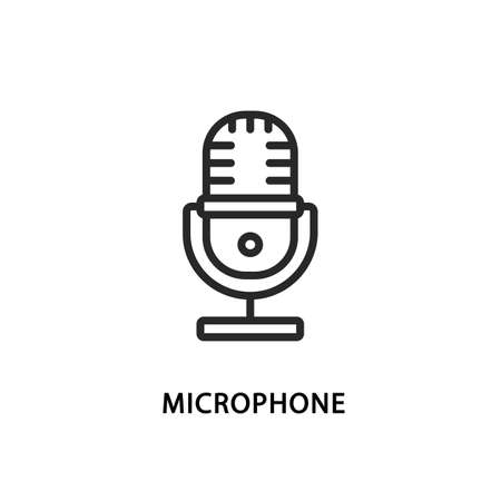 Microphone flat line icon. Vector illustration voice control.のイラスト素材