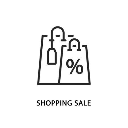 Shopping sale line icon. Tags labels and packages discountのイラスト素材