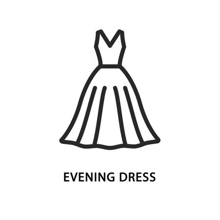 Evening dress flat line icon. Vector illustration wedding dress.のイラスト素材