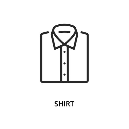 Folded mens shirts vector flat line icon.のイラスト素材