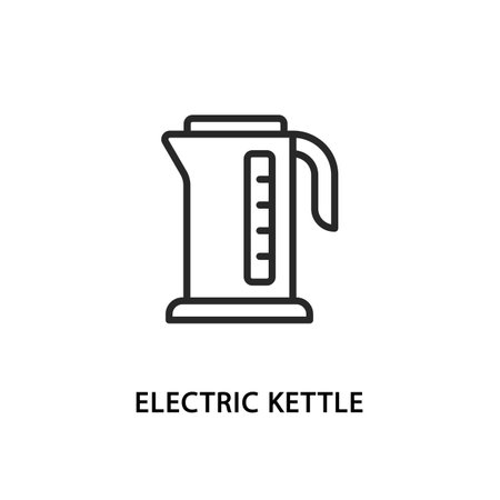 Electric kettle flat line icon. Vector illustration kitchen appliances.のイラスト素材