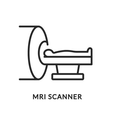 MRI scanner flat line icon. Vector illustration medical equipment for examinationのイラスト素材