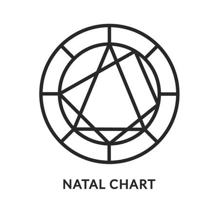 Natal chart flat line icon. Vector illustration astrological circleのイラスト素材