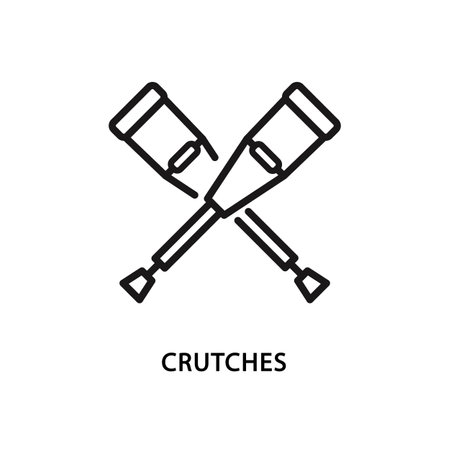 Crutches line icon. Vector illustration of orthopedic equipment, for rehabilitationのイラスト素材
