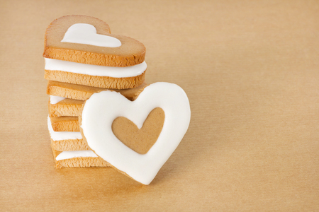 Cookies for valentines day, in the shape of a heart.の写真素材