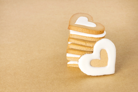 Cookies for valentines day, in the shape of a heart.の写真素材