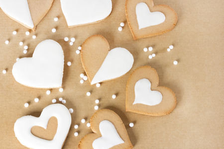 Cookies for valentines day, in the shape of a heart.の写真素材