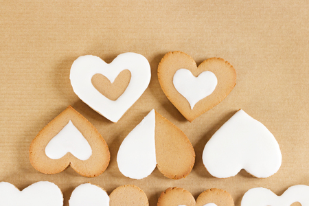Cookies for valentines day, in the shape of a heart.の写真素材