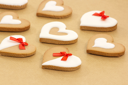Cookies for valentines day, in the shape of a heart.の写真素材
