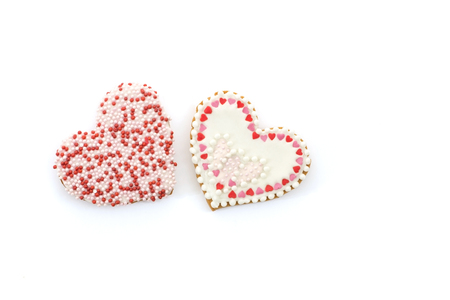 Cookies for valentines day, in the shape of a heart.の写真素材
