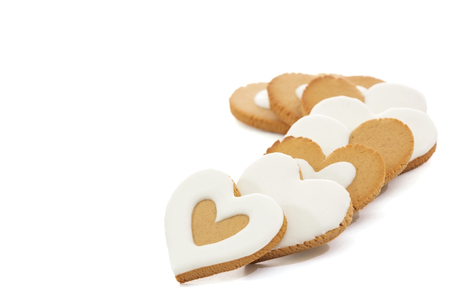 Cookies for valentines day, in the shape of a heart.の写真素材