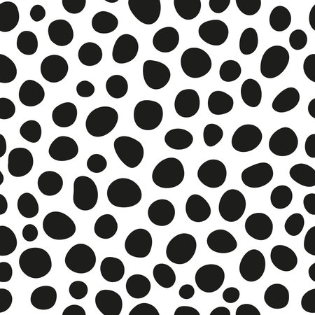 Black pattern of round abstract shapes drawn by hand on white background.のイラスト素材