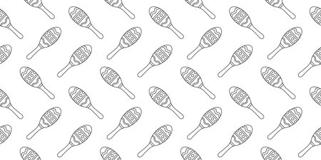 Maracas outline pattern on white background. Seamless pattern of music percussion instrumentのイラスト素材