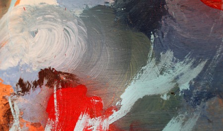 Red, white, blue, grey watercolor drawing on the wooden textureの写真素材