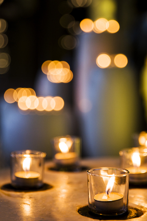 Candles in a row in Spa Zoneの写真素材