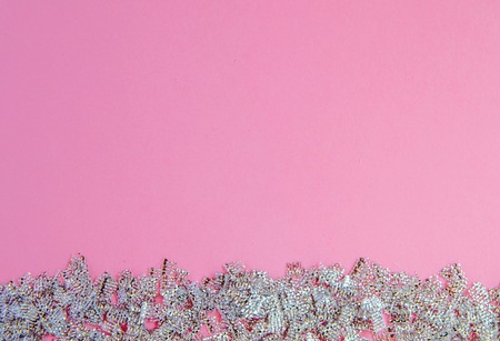 Pink background with glitter create one side frame.の写真素材