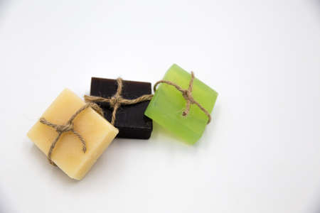 Bars of organic natural soap in a row. Ecological concept.の写真素材
