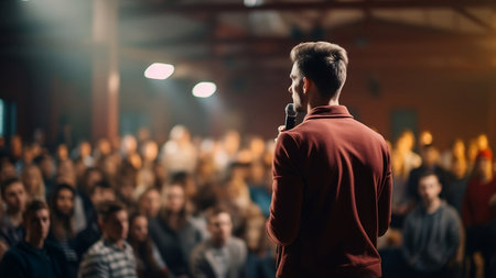Speaker at Business Conference and Presentation. Audience at the conference hall. Business and Entrepreneurship.の素材