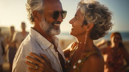 closeup portrait of Mature married couple spending vacation and support each otherの素材