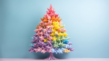 A Christmas tree brought to life by an array against a pastel canvas.の写真素材