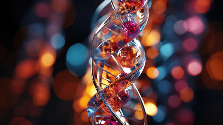colorful helix human DNA structure, horizontalの素材