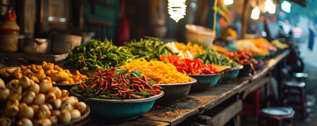 Discover the richness of Vietnamese street food culture through our compelling images, featuring market stalls brimming with delicious and aromatic offeringsの素材