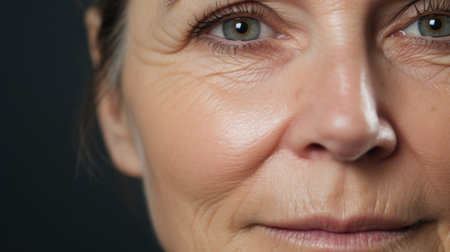 natural portrait of mature woman, face treatment, anti age skincare, beauty conceptの素材