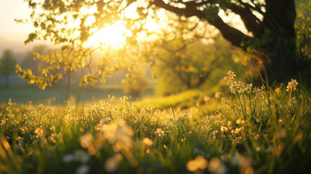 Spring Sunny Day with green natureの素材
