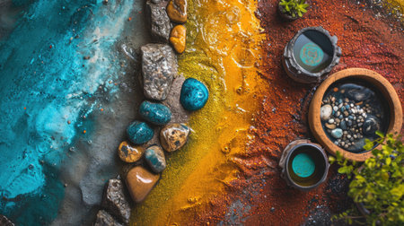 Serene Zen garden with vibrant colors, harmonious arrangement, and peaceful ambianceの素材