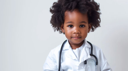 small african american girl wearing doctor costumeの素材