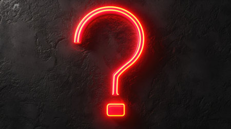 Neon Red Question Mark on Dark Wallの素材