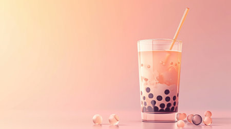 Peach Bubble Tea with Tapioca Pearlsの素材