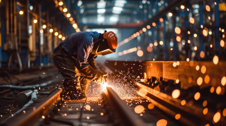 Welder at Work in Industrial Environment