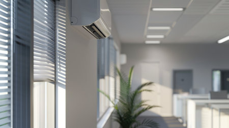 Air Conditioning Unit in a Bright Office Spaceの素材