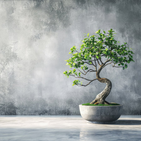 Elegant Bonsai Tree in a Stylish Potの素材