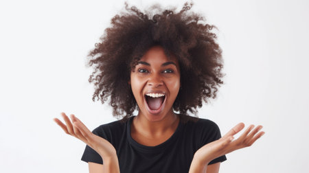 Portrait of an exuberant African American woman with a bright smileの素材