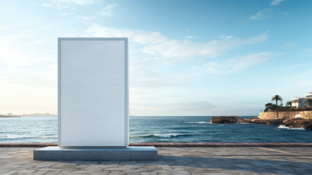 Seaside Blank Billboard with Ocean Viewの素材