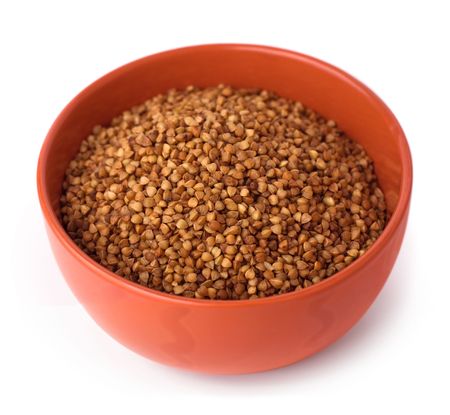 Buckwheat cereal isolated on white backgroundの写真素材