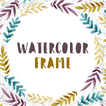 Watercolor floral frame.Hand drawn illustrationのイラスト素材