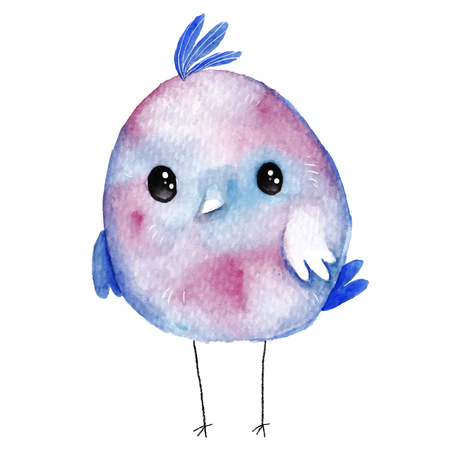 Watercolor colored little bird.のイラスト素材