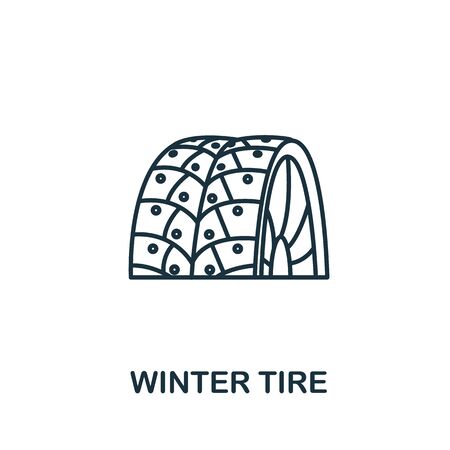 Winter Tire icon from winter collection. Simple line element Winter Tire symbol for templates, web design and infographics.のイラスト素材