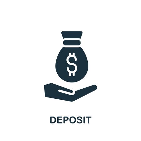 Deposit icon. Simple illustration from banking collection. Monochrome Deposit icon for web design, templates and infographics.のイラスト素材